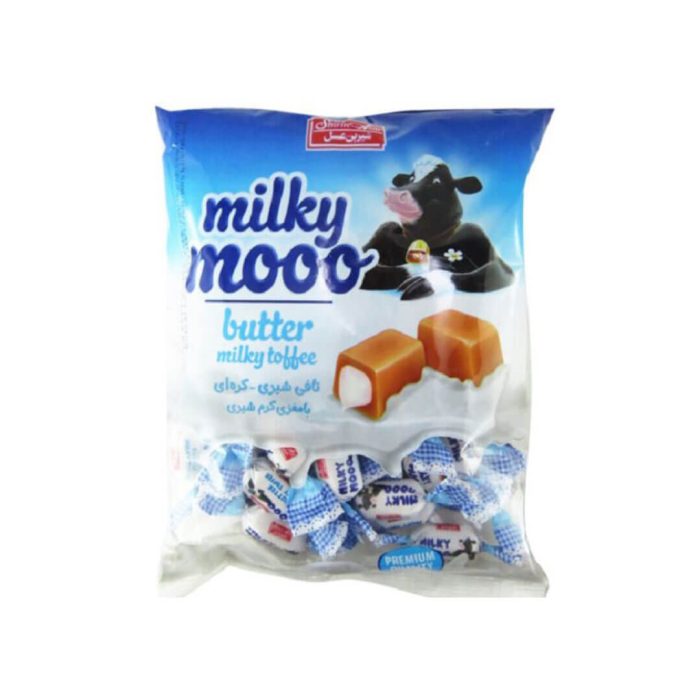 تافی کره ایی بامغز شیری پاکتی میلکی موو400گرمی شیرین عسل